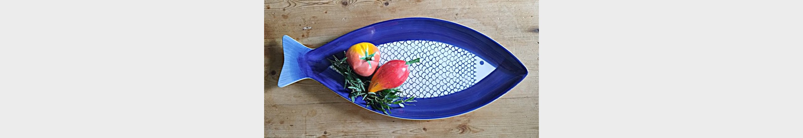 Stort vintage fiskefad