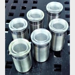 6 stk. rustfri krydderiglas med ttsluttende lg