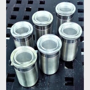 6 stk. rustfri krydderiglas med ttsluttende lg