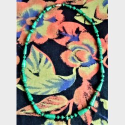 Grn vintage malakit halskde