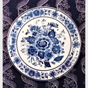 Delfts vintage platte med blomstermotiv
