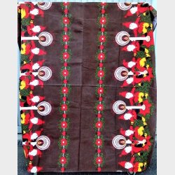 Lang vintage juledug med nisser og julelys