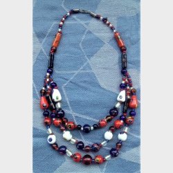 3-radet vintage millefiori halsk�de