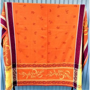 Orange og r�d / gul vintage bomuldsdug