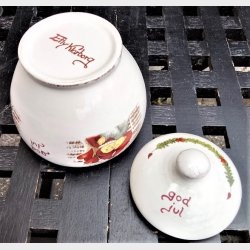 Vintage marmeladekrukke med julemotiver