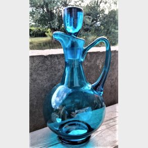 Gammel grn/turkis glaskaraffel