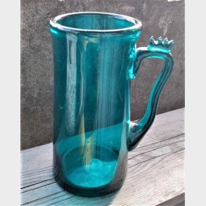 Grn/turkis vintage glaskrus med hank
