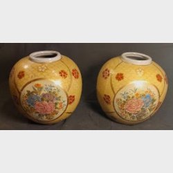 Gule japanske Satsuma vintage vaser