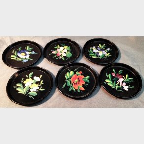 Sorte hndmalede vintage glasbrikker