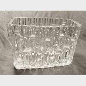 Firkantet vintage glasvase / jardinere med mnster