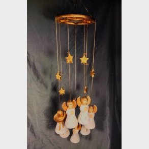 Vintage engle uro med 7 keramik engle