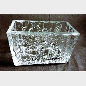 Frosted vintage glasvase /  jardiniere