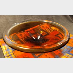 Ravgult vintage glasfad