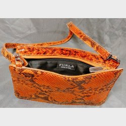 Orange Furla slangeskindstaske