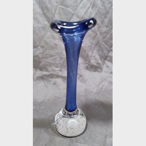 Azurbl vintage glasvase med bobler