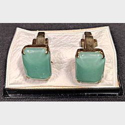 Vintage manchetknapper med grn quarts