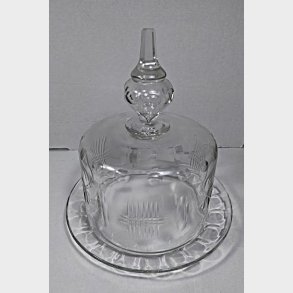 Antik Holmegaard glas kage- eller osteklokke