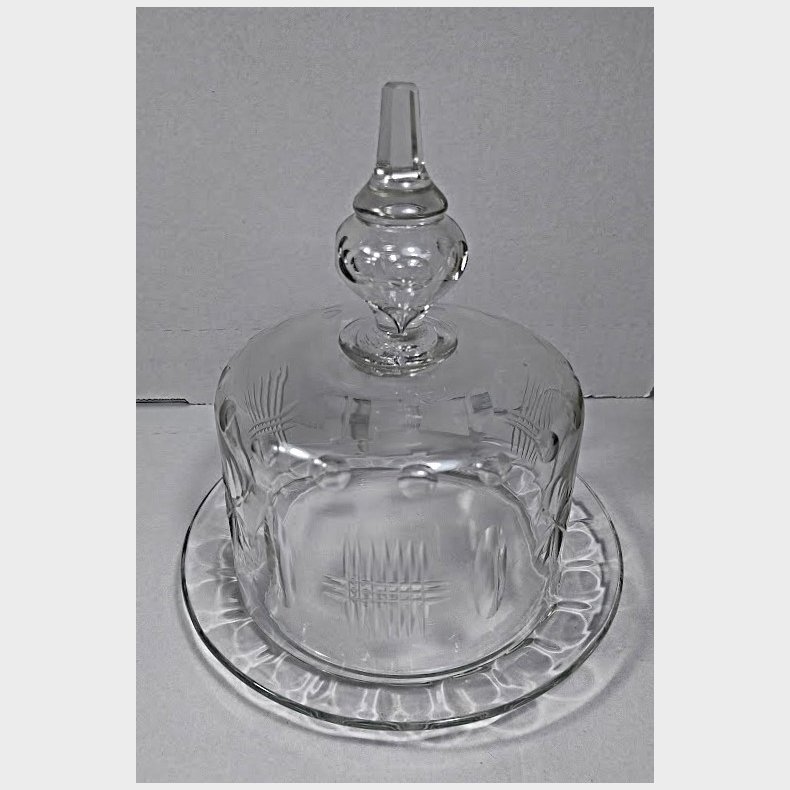 Antik Holmegaard glas kage- eller osteklokke