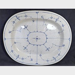 Stort antikt Musselmalet Aluminia serveringsfad