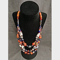 3-radet vintage millefiori halskde