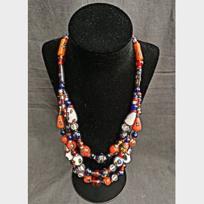 3-radet vintage millefiori halskde