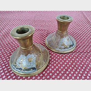 Emaljerede vintage lysestager