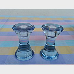 Holmegaard akva bl glas lysestager