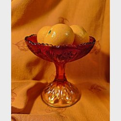 Rd antik glasopsats fra Fyens Glasvrk