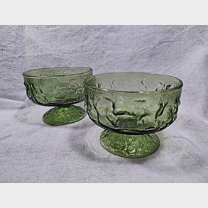 Gr�nt vintage glasservice: Dessertglas og lik�rglas
