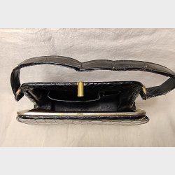 Sort vintage krokodilleskinds taske