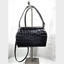 Sort vintage krokodilleskinds taske