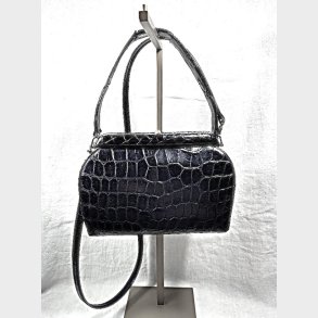 Sort vintage krokodilleskinds taske
