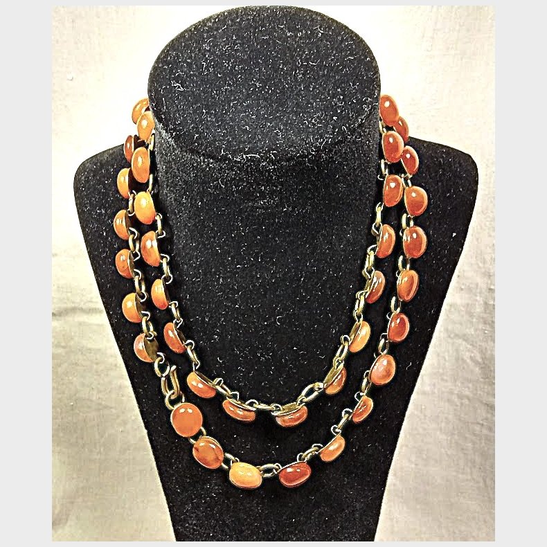 Vintage b�lte / halsk�de med r�de agater