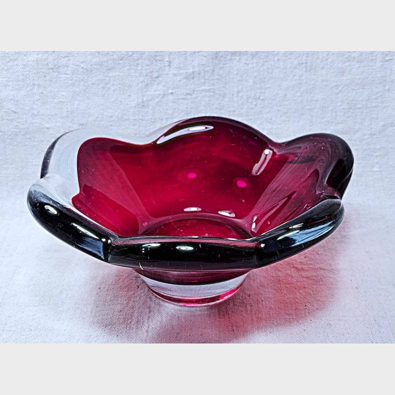 R�d Flygsfors vintage glassk�l