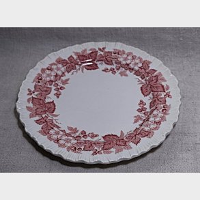 R�d Engelsk Wedgwood fajance frokosttallerken