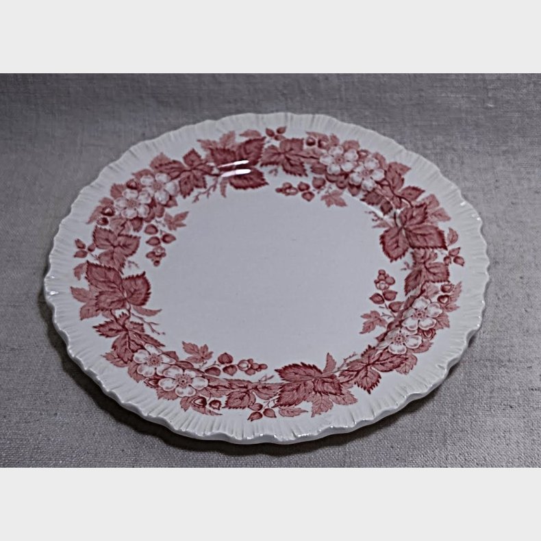 R�d Engelsk Wedgwood fajance frokosttallerken