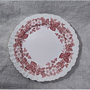 R�d Engelsk Wedgwood fajance kagetallerken