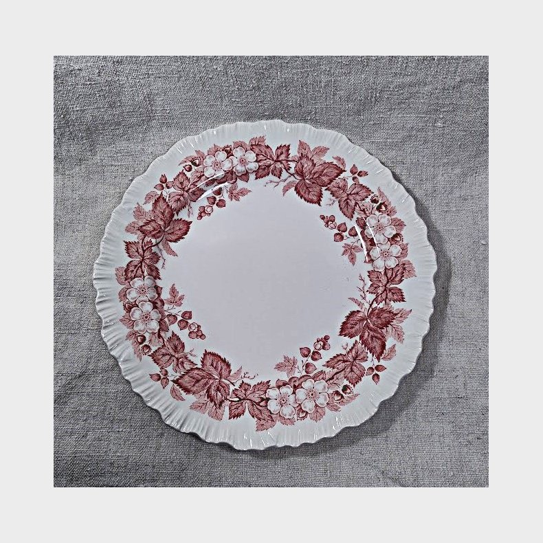 R�d Engelsk Wedgwood fajance kagetallerken