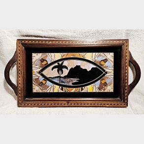 Vintage serveringsbakke af mahogni