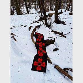 Naturfarvet vintage julel�ber fra S�dahl Design med r�de julehjerter