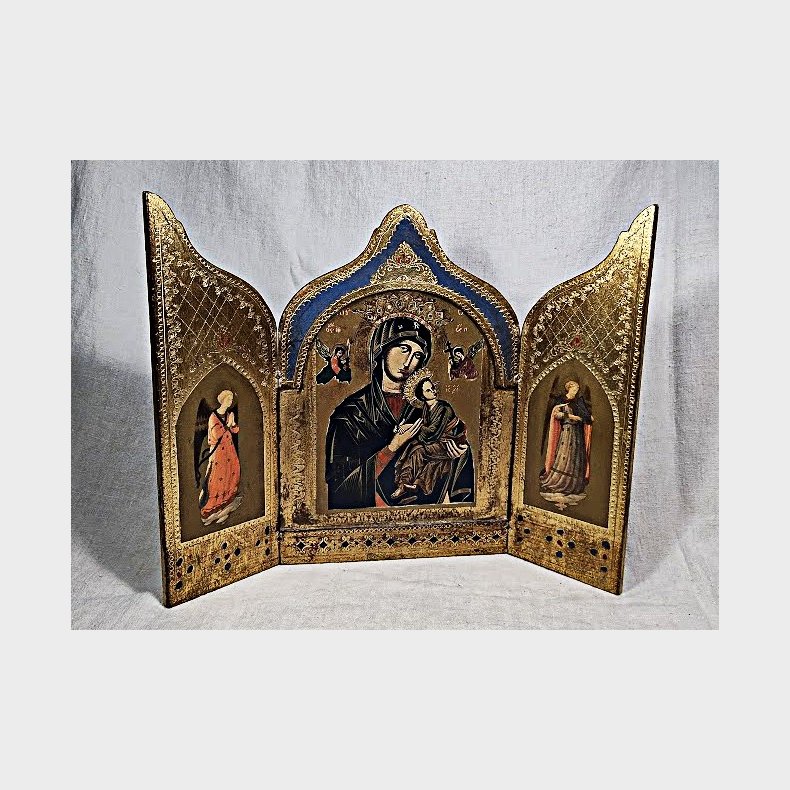 Vintage iIkon med guldtryk og sidepaneler