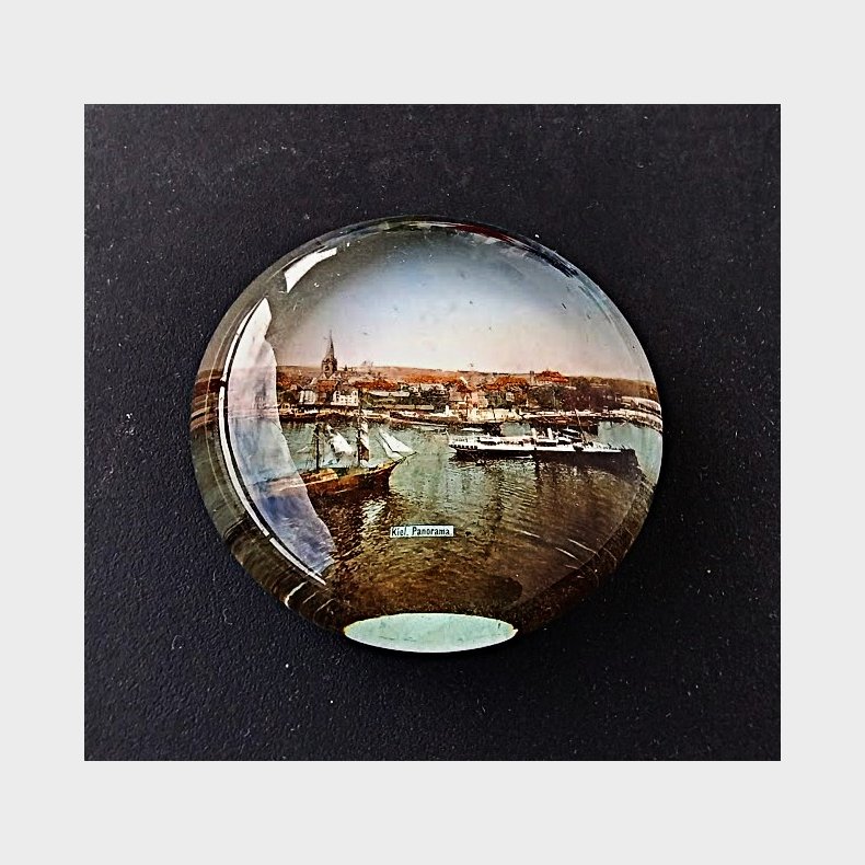 Antik brevpresse med fotografi: Kiel Havn