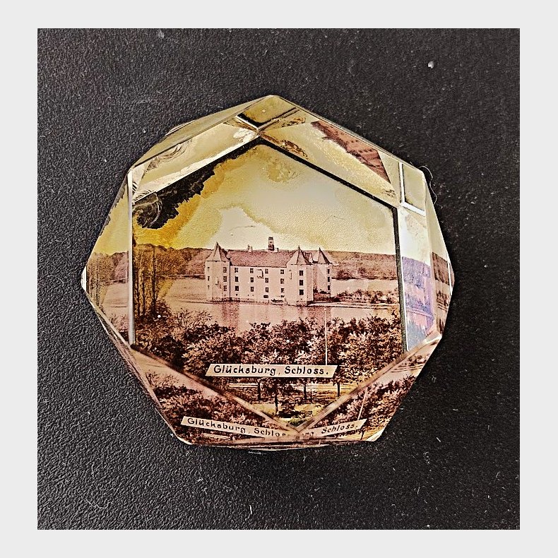 Antik brevpresse med fotografi: Gl�cksburg Slot