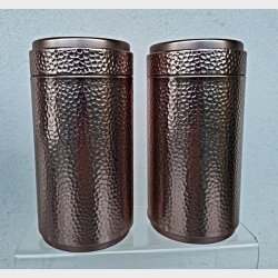 Rund vintage metald�se med kobberfinish