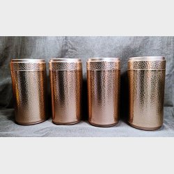Rund vintage metald�se med kobberfinish