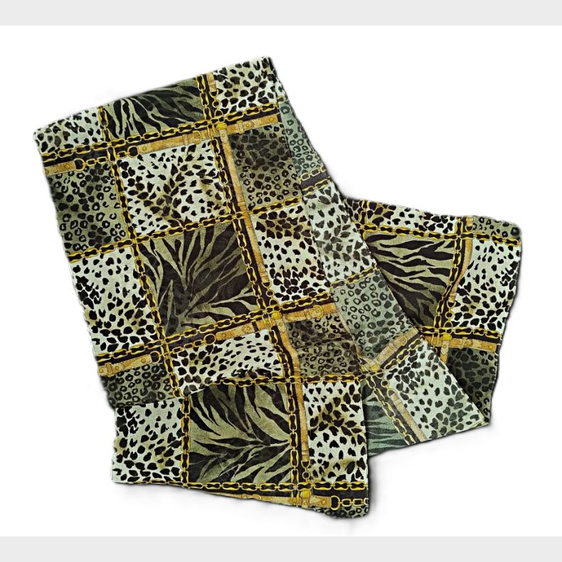 Gr�nt vintage t�rkl�de med patchwork og dyreprint