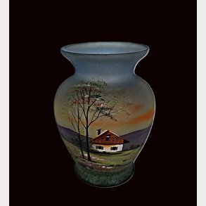 Gr�n antik souvenir glasvase