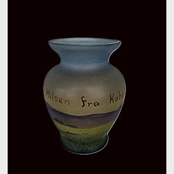 Gr�n antik souvenir glasvase
