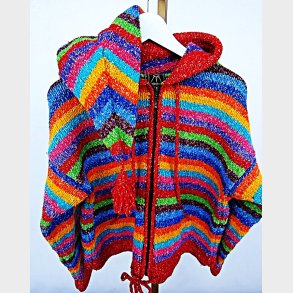 H�ndstrikket etnisk vintage uldtr�je / cardigan