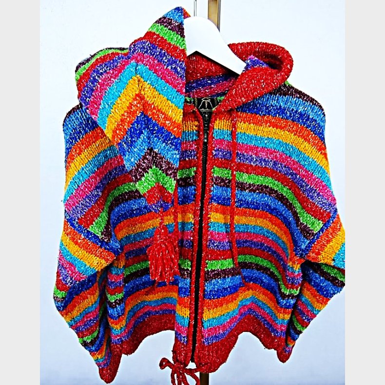 H�ndstrikket etnisk vintage uldtr�je / cardigan